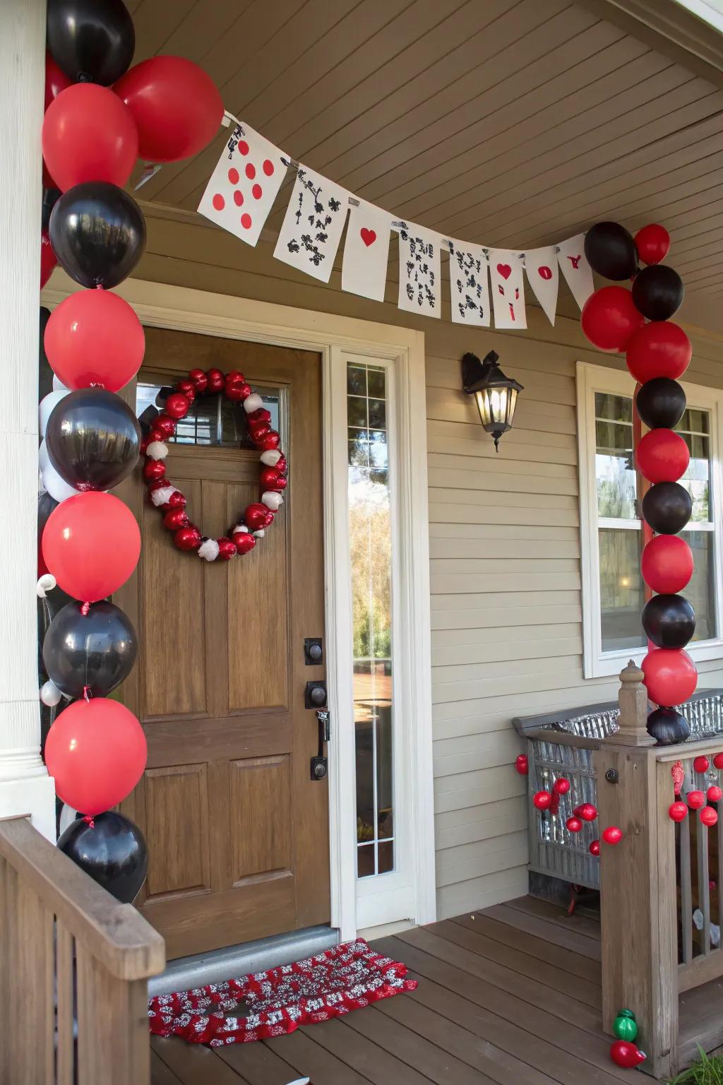 Make an unforgettable first impression with balloons and playing cards to perfectly capture the mood.