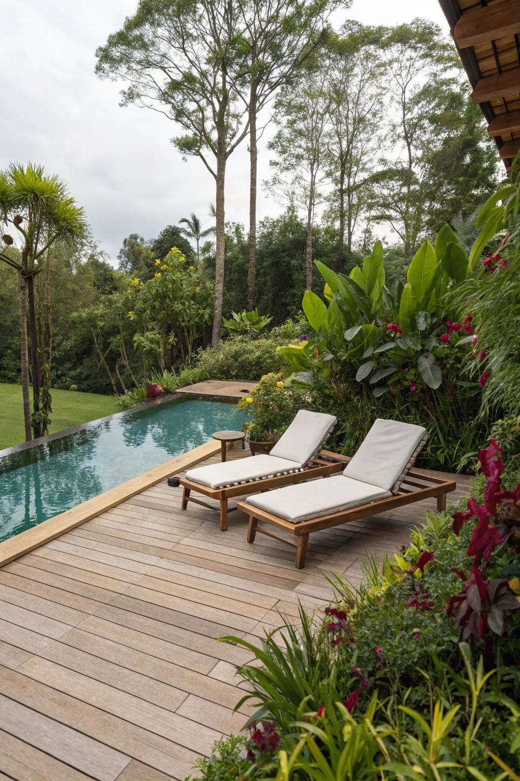 Infuse your pool area with the warmth and beauty of natural wood decking.