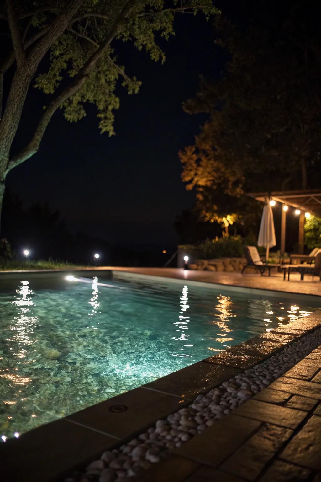Underwater lights bestow a magical glow upon your pool.