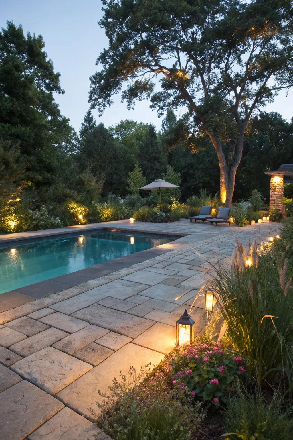 Natural stone pavers bring a timeless elegance to any pool space.