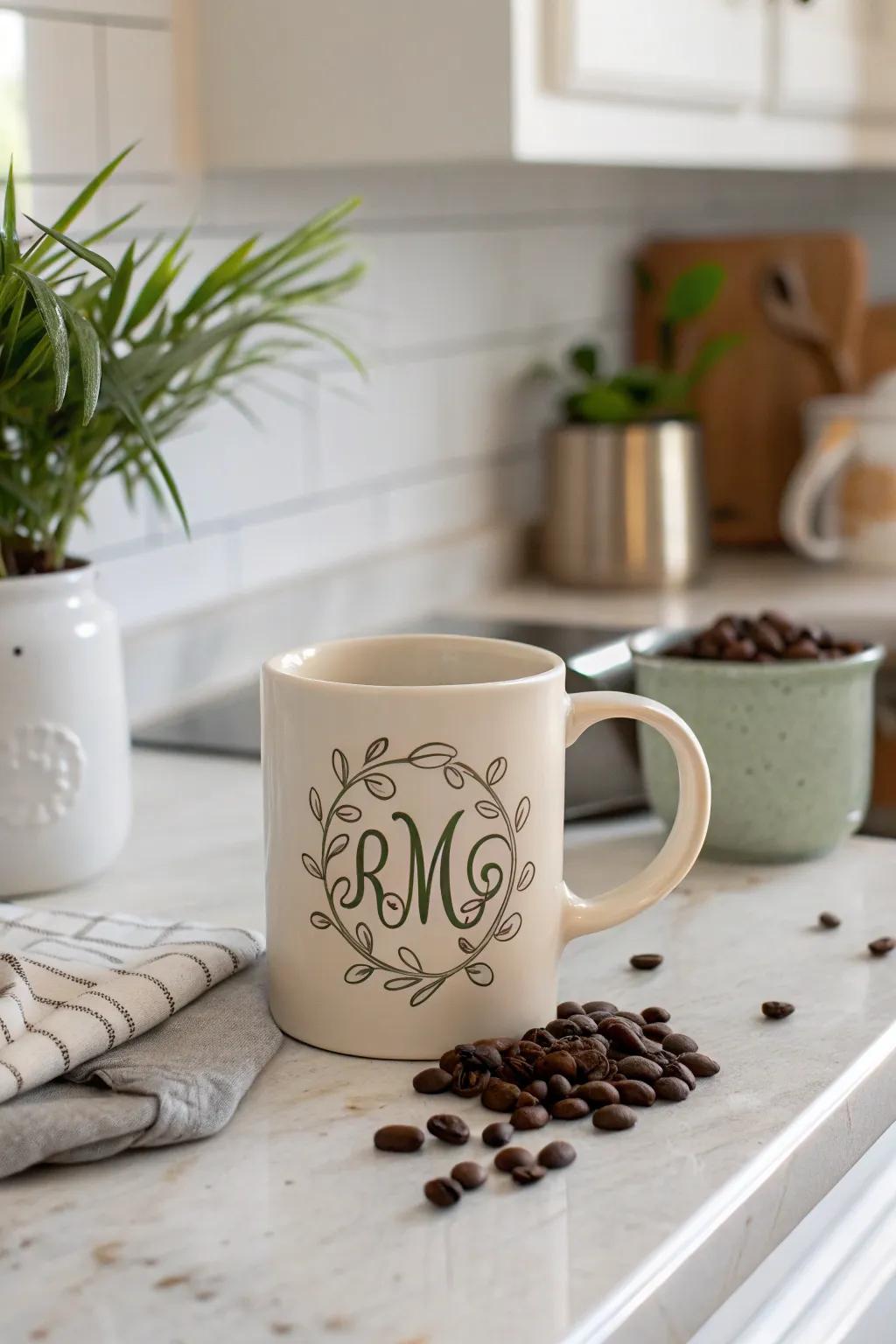 Commence his day splendidly with a personalized fine china mug.