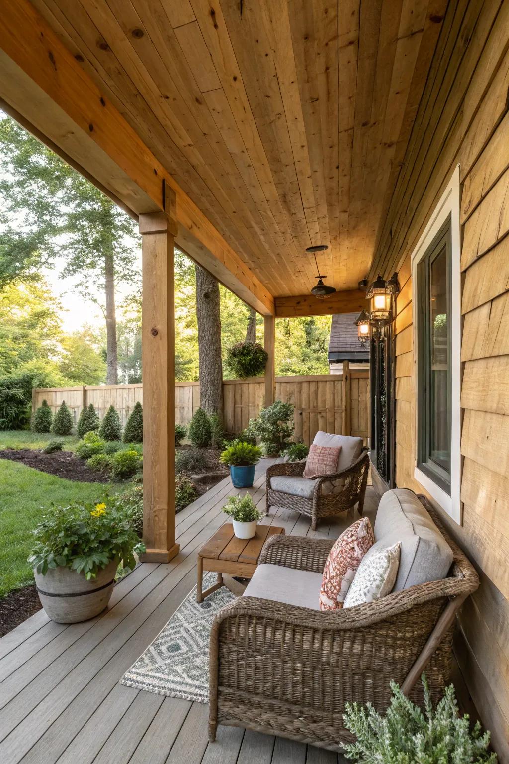 A captivating countryside timber knee wall enhancing a porch.
