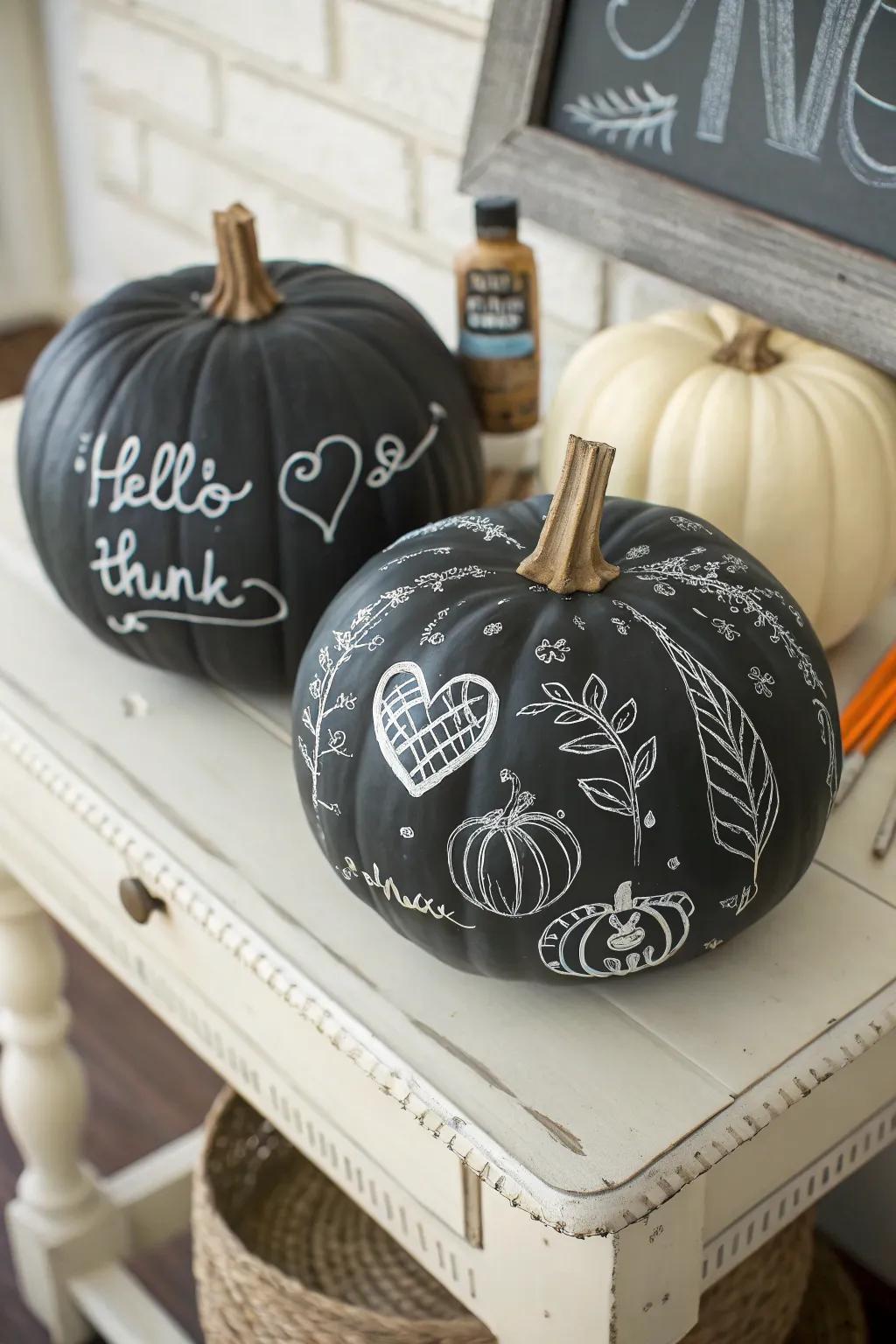 Chalkboard pumpkins unlock countless creative designs.
