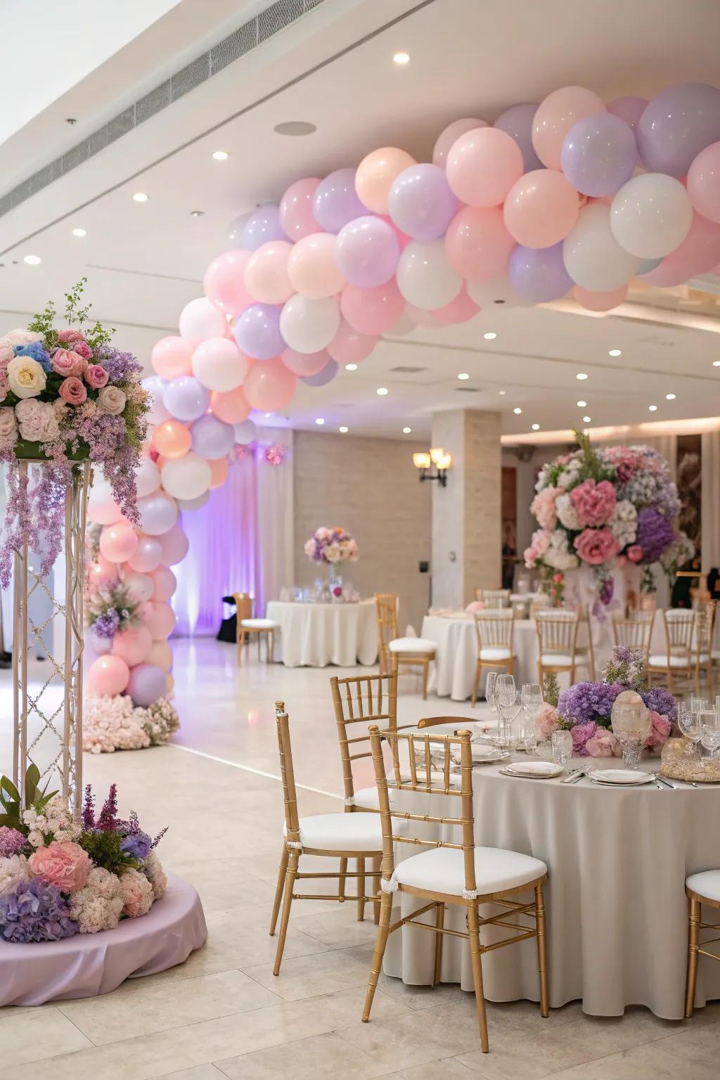 Soft colors craft a dreamy quinceañera setting.