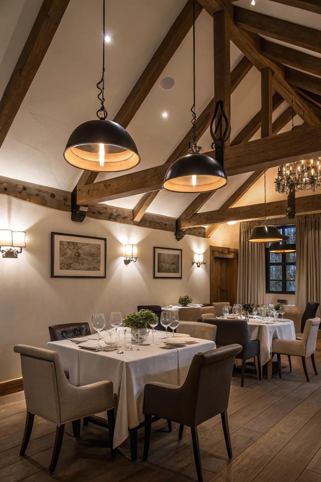 Enhance dining experiences with chic pendant lamps.
