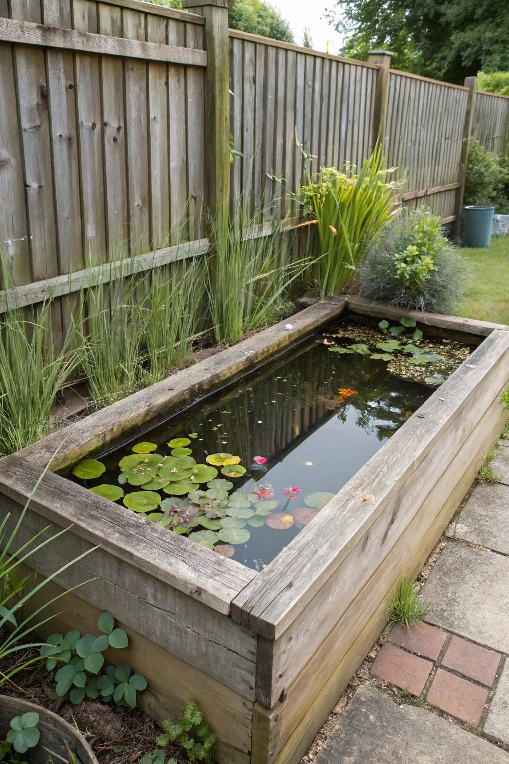 Elegant yet practical, the rectangular pond gives off a contemporary ambiance.