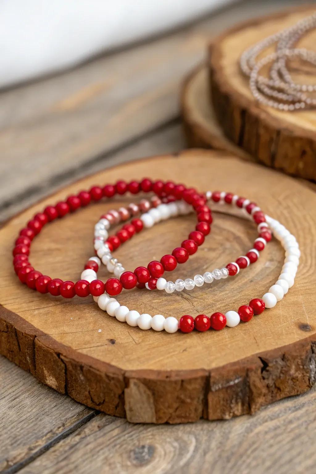 Elegant ruby and snow pearl bracelets infuse charm into any ensemble.
