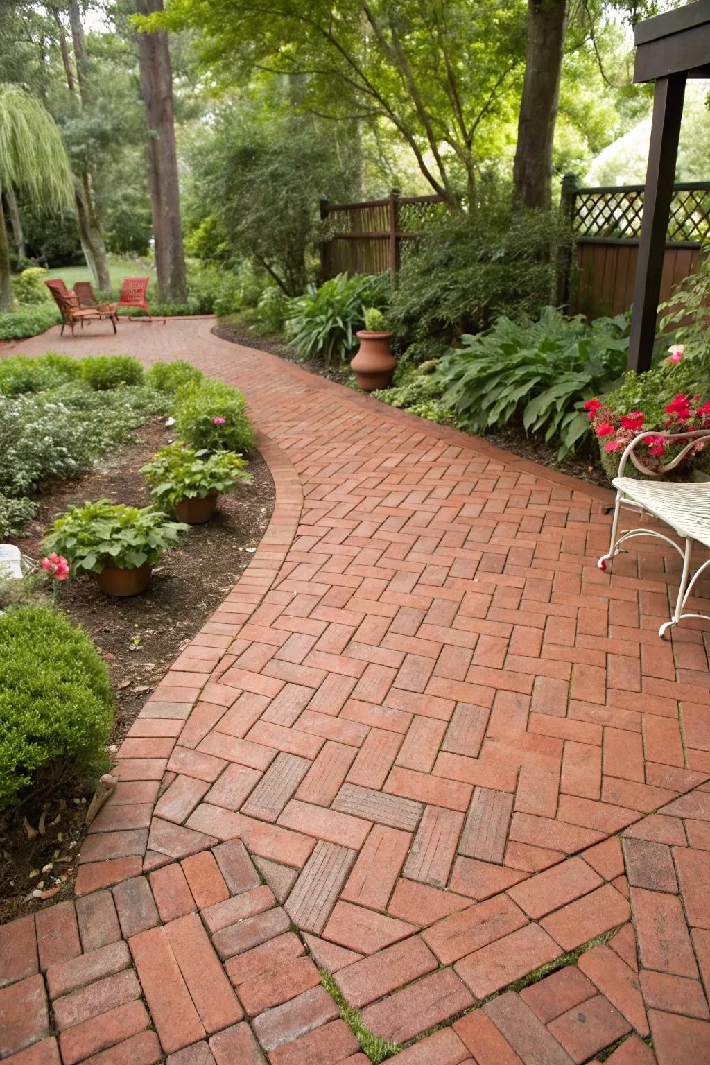 The quintessential chevron layout brings an enduring sophistication to your patio.