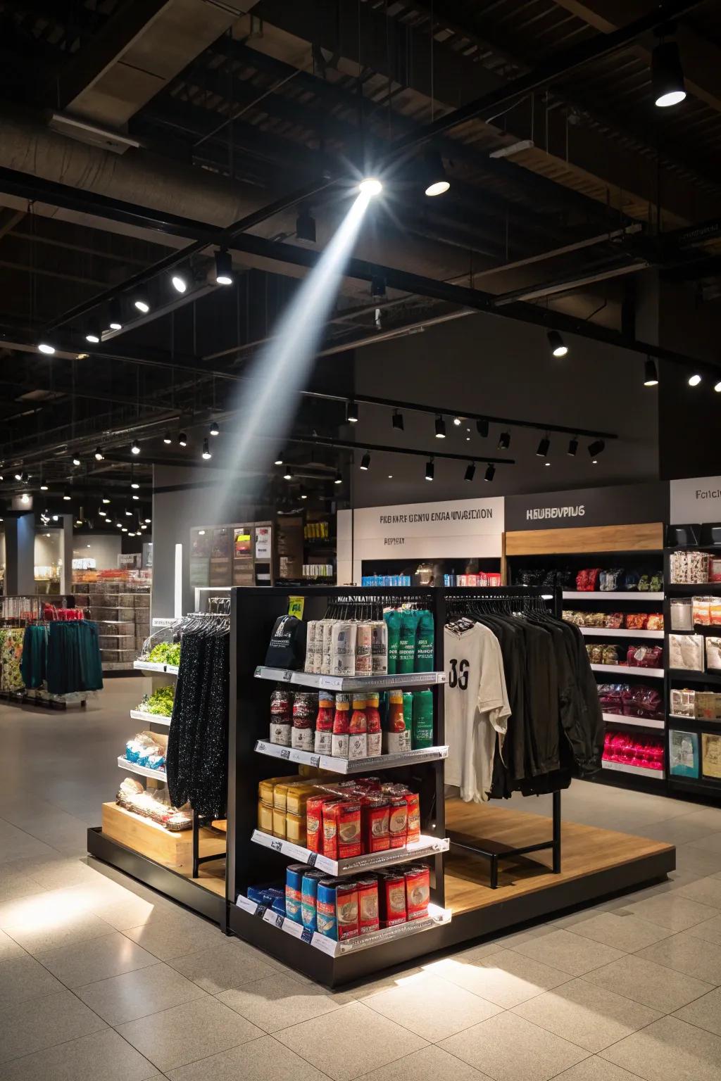 Spotlighting in action, directing attention to fresh arrivals in a retail environment.