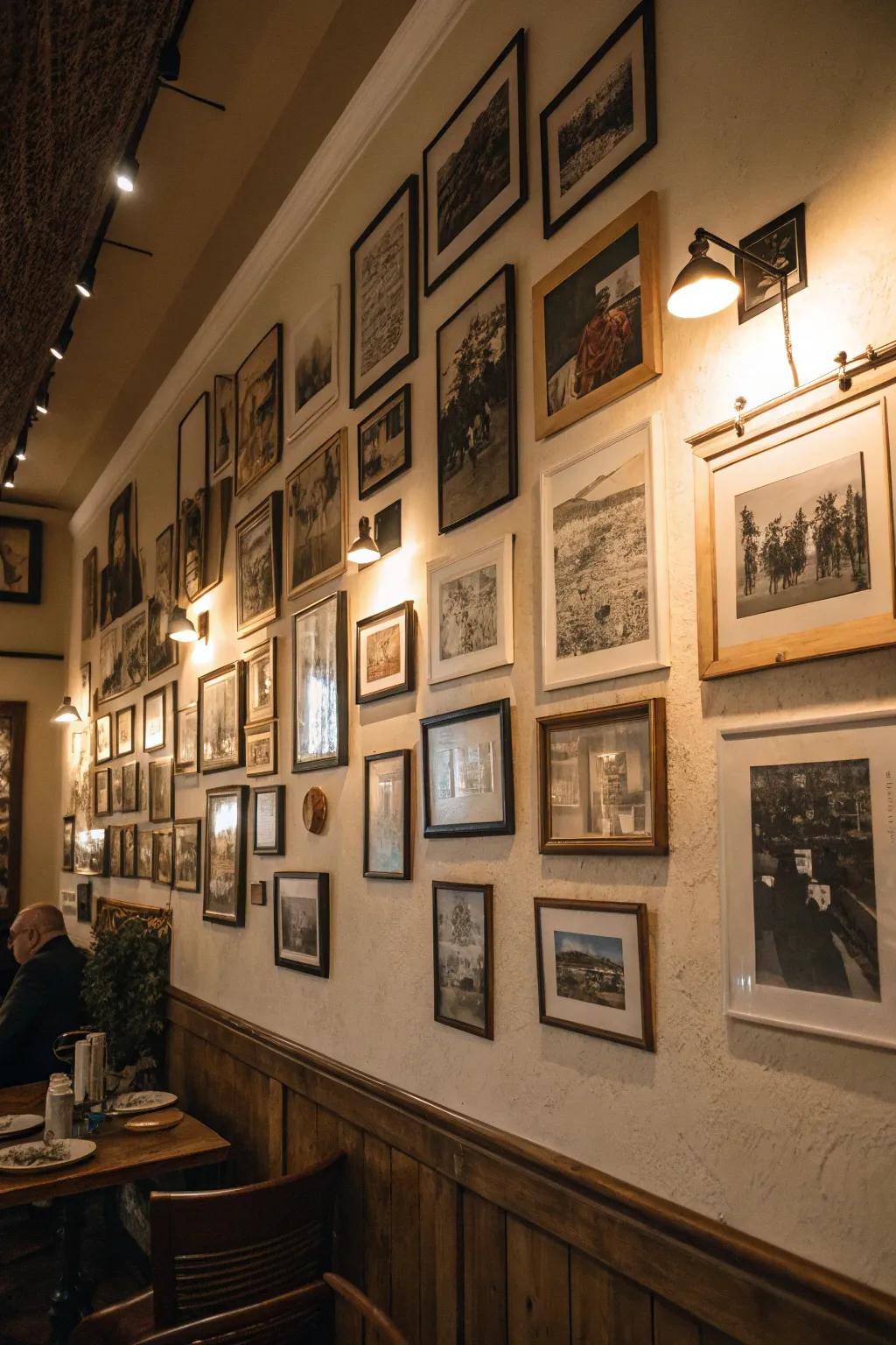 A wall featuring memorable moments with a nostalgic theme.
