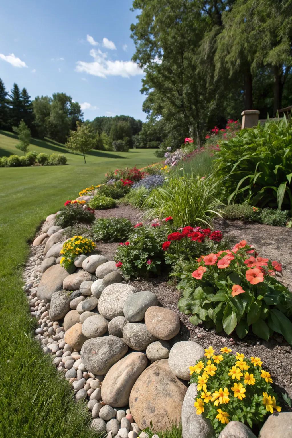 Craft sophisticated and well-defined garden perimeters with pebbles.