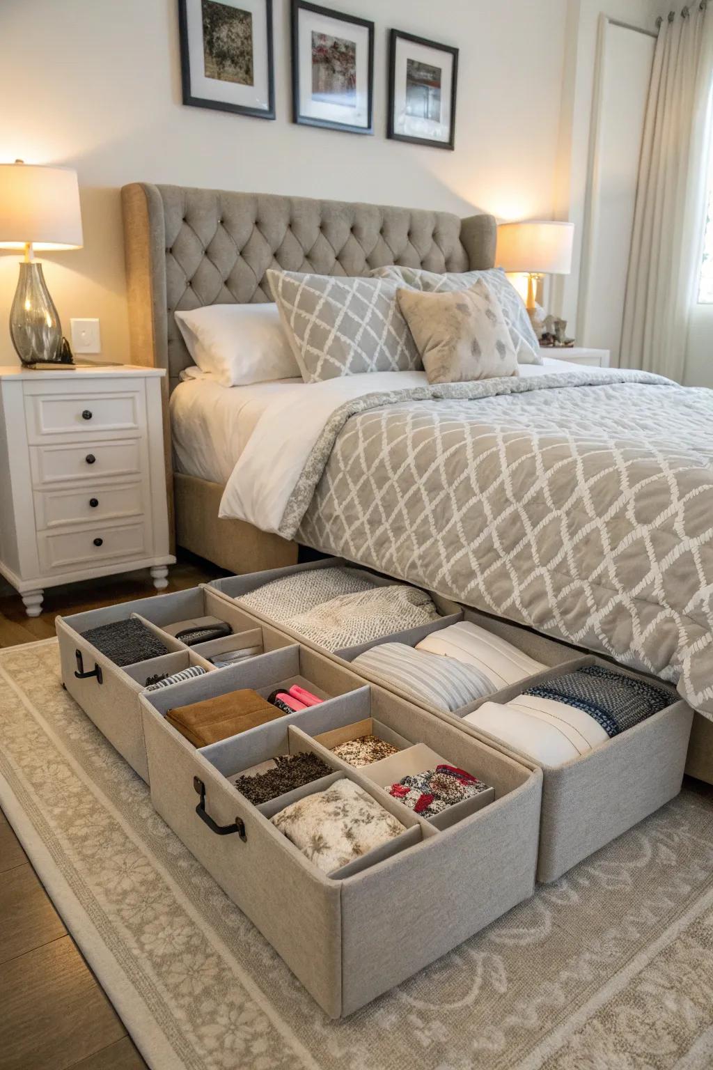 Get the most out of your bedroom with inventive under-bed storage options.