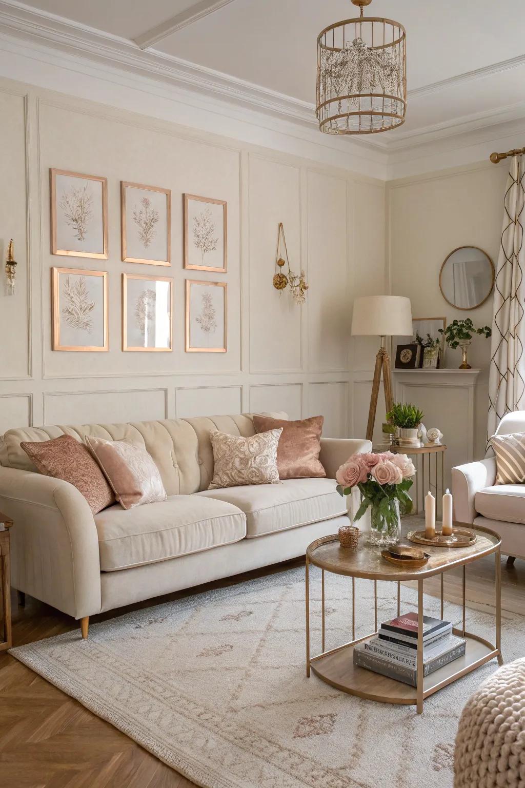 A subtle foundation in the living room helps sunset sheen features pop.