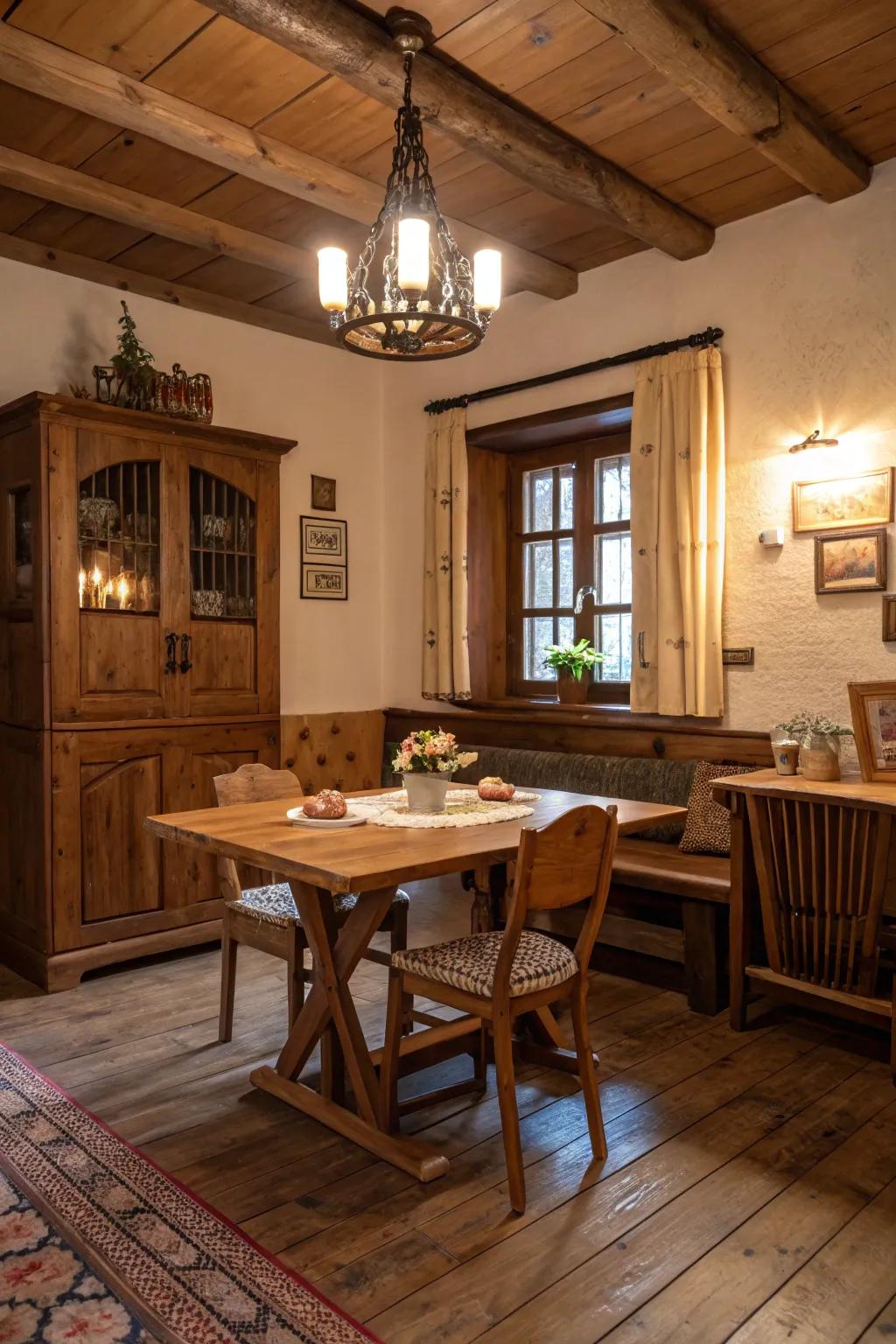 Wood furniture introduces a natural and warm element to rustic boho environments.