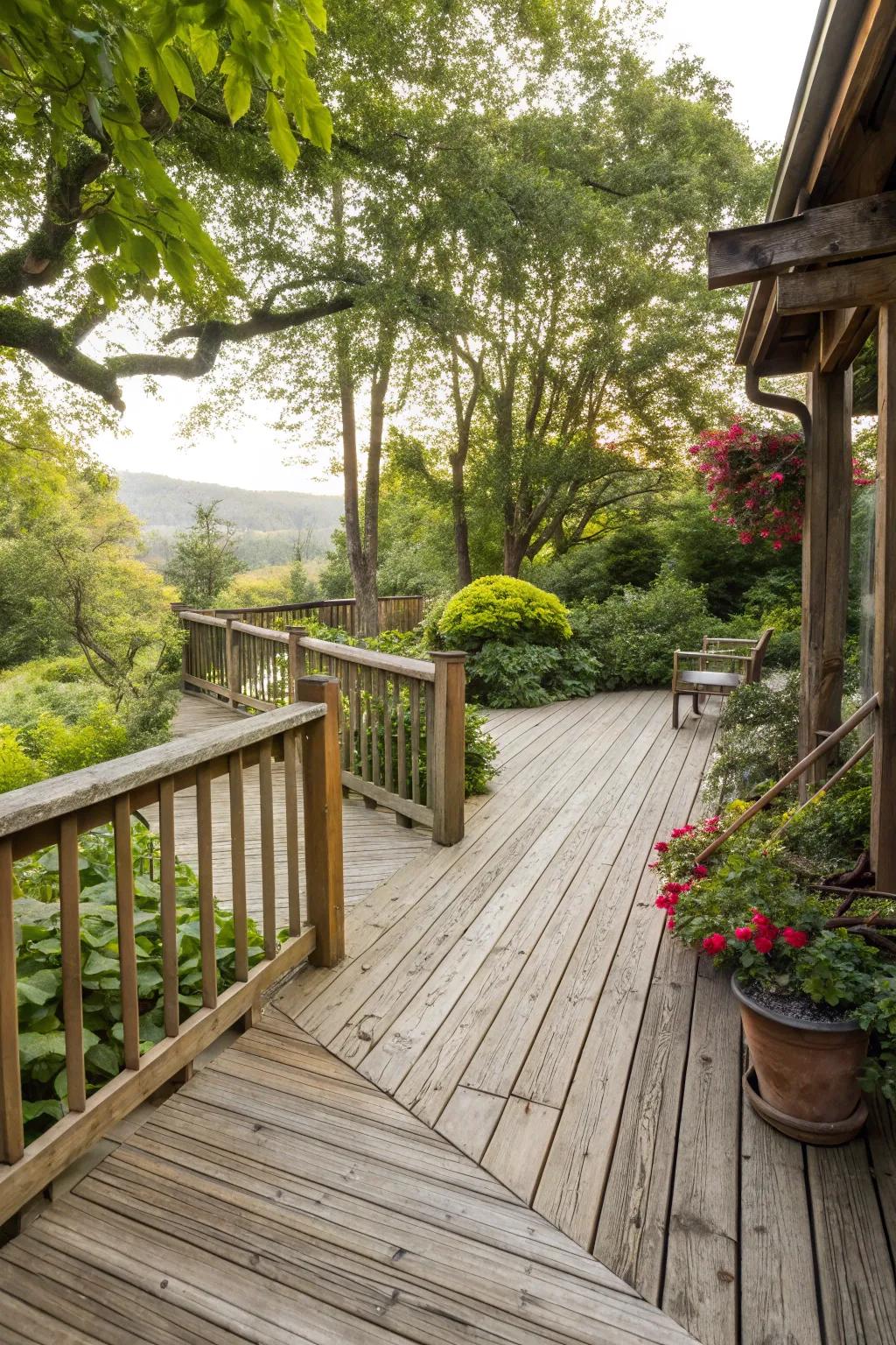 Repurposed wood enriches the countryside patio, bestowing genuine allure.