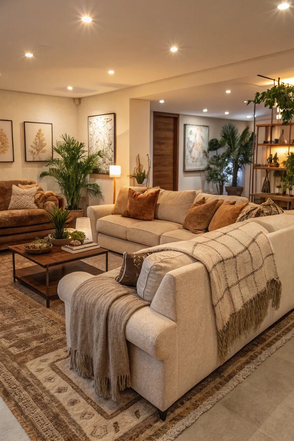 Harmonize modern aesthetics with cozy accents for a supremely relaxing environment.