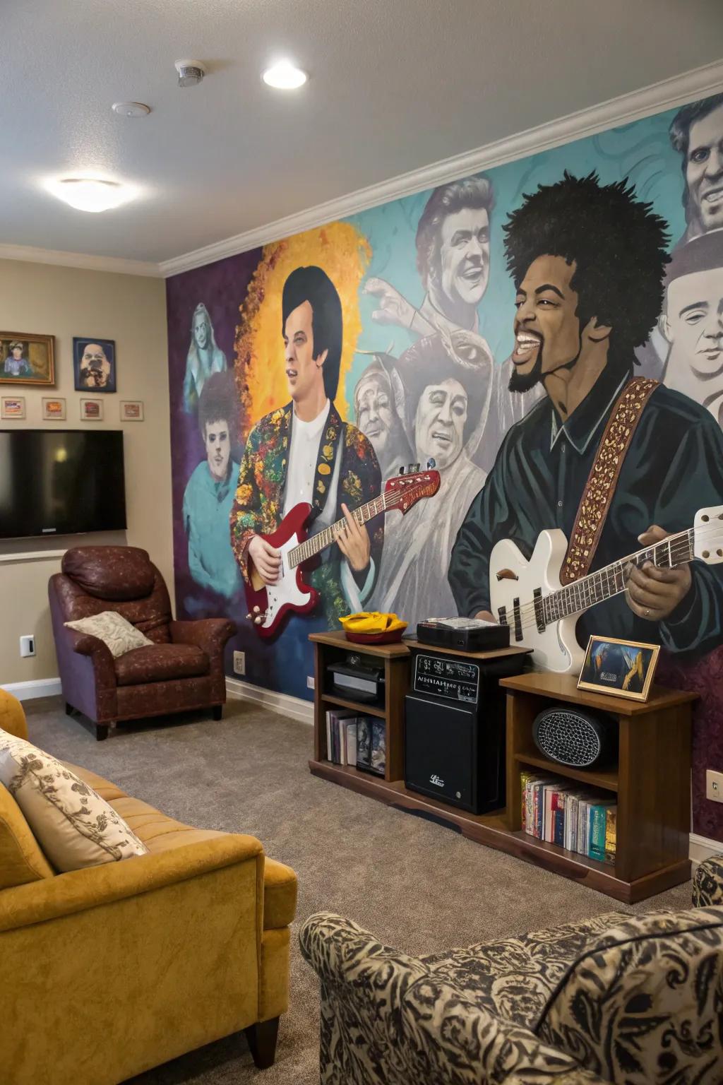 A mural reviving the timeless age of music