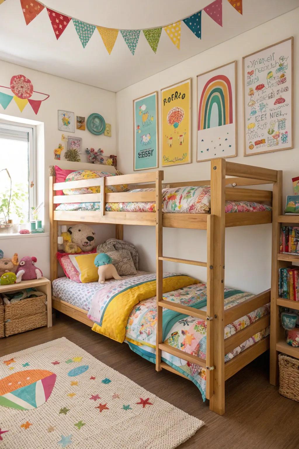 Stacked sleepers are great for saving space while adding a playful feel.