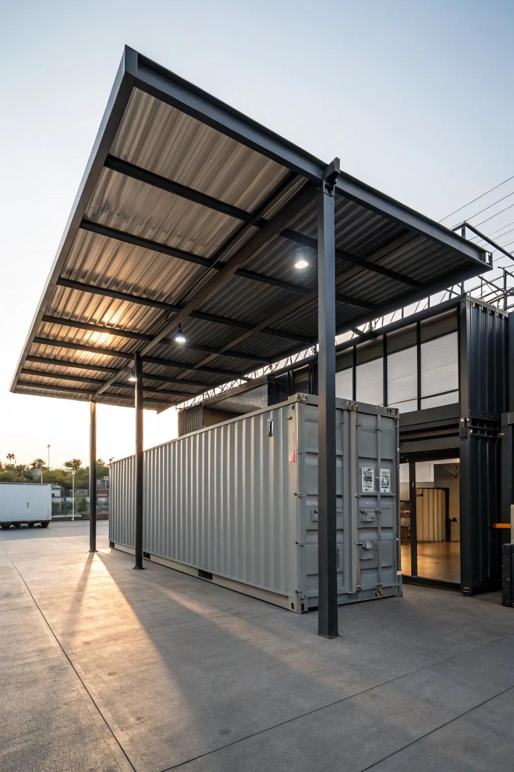 A stylish extended roof enhances both functionality and charm.