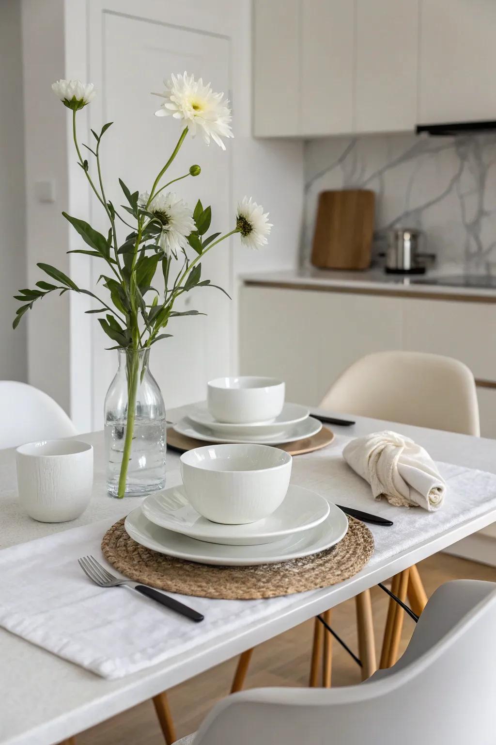 A minimalist table arrangement that celebrates simplicity.