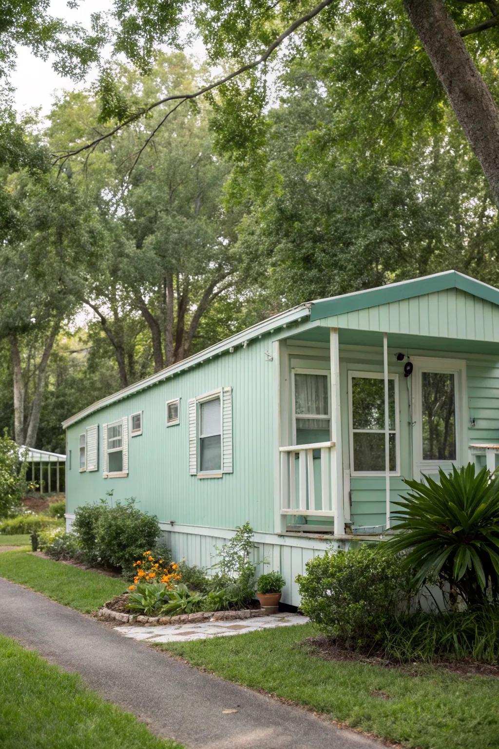 Delicate pastels infuse your mobile home's facade with vibrancy, delivering a revitalizing and attractive appearance.