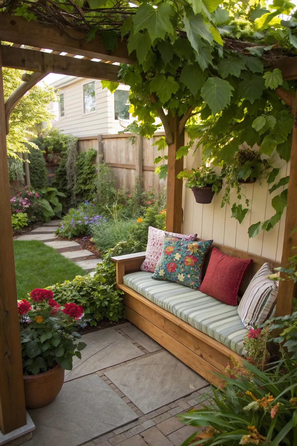 A cozy spot for sitting can turn any section of your backyard into a calming getaway.