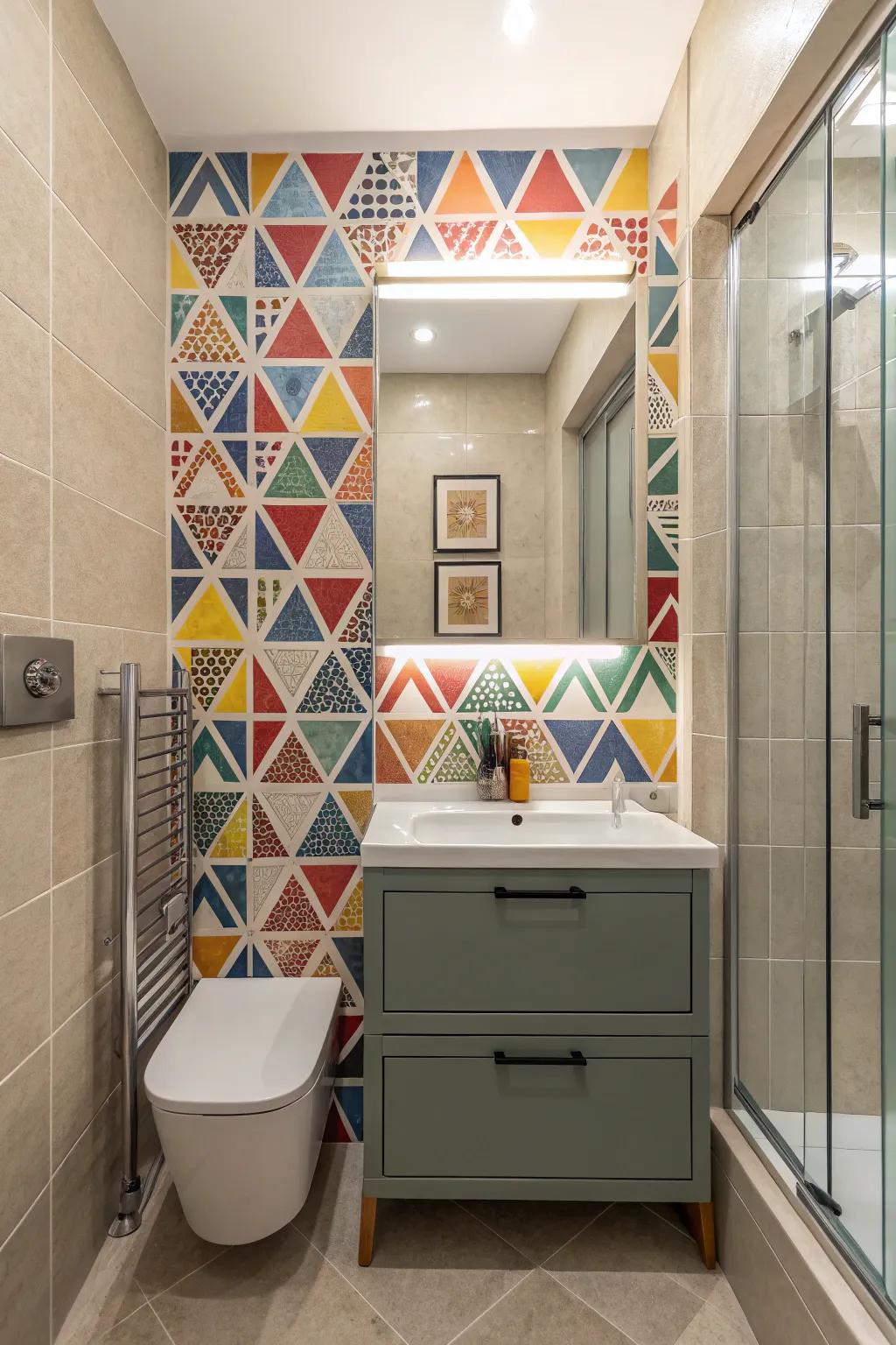 Eye-catching mosaic tiles inject color and dynamism into small spaces.