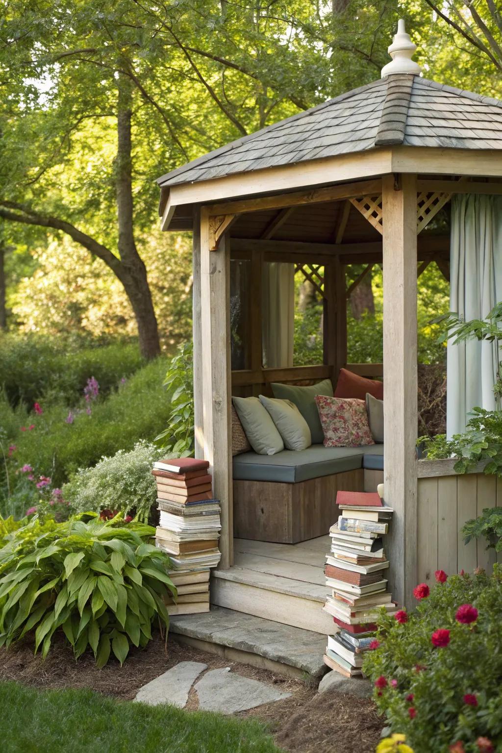 Design your own reading getaway with a cozy small gazebo.