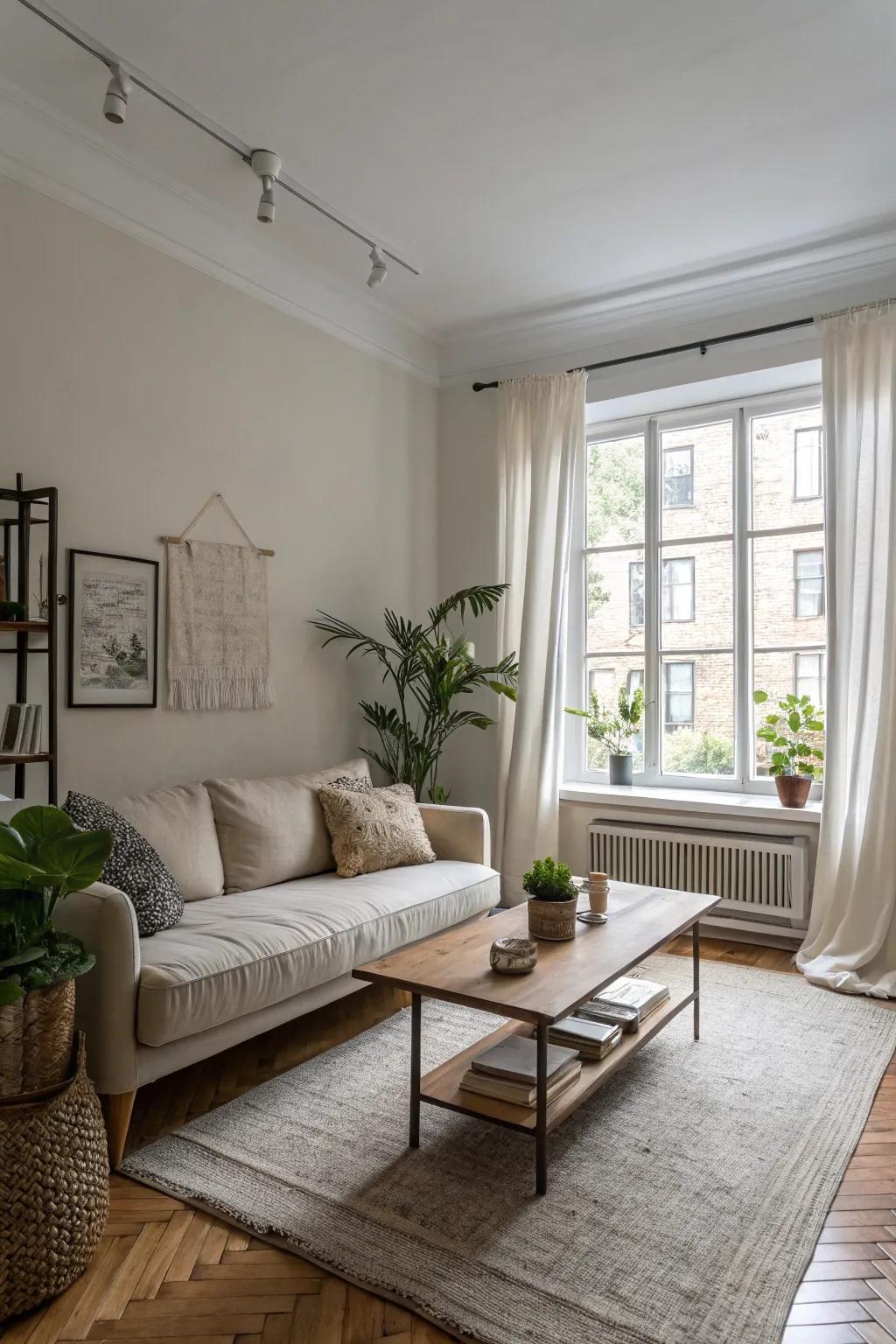 Choosing neutral tones can trick the eye into thinking your small apartment is larger.