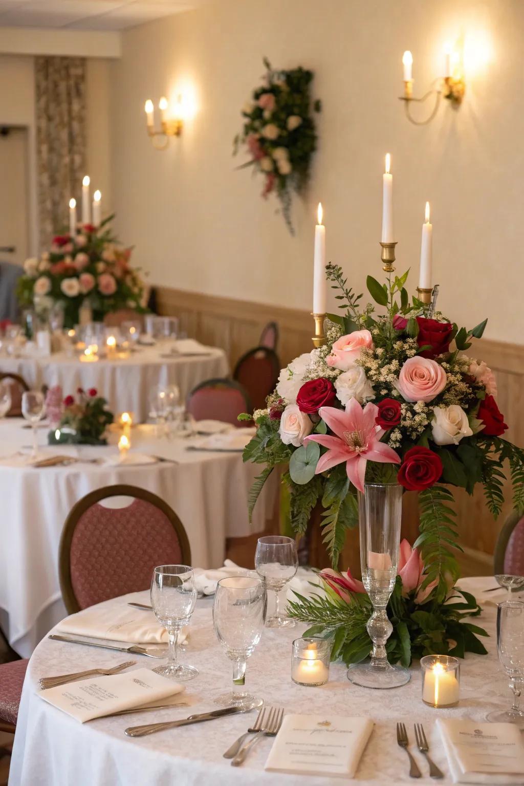 Sophisticated table settings bring an elegant nuance to any small party hall.