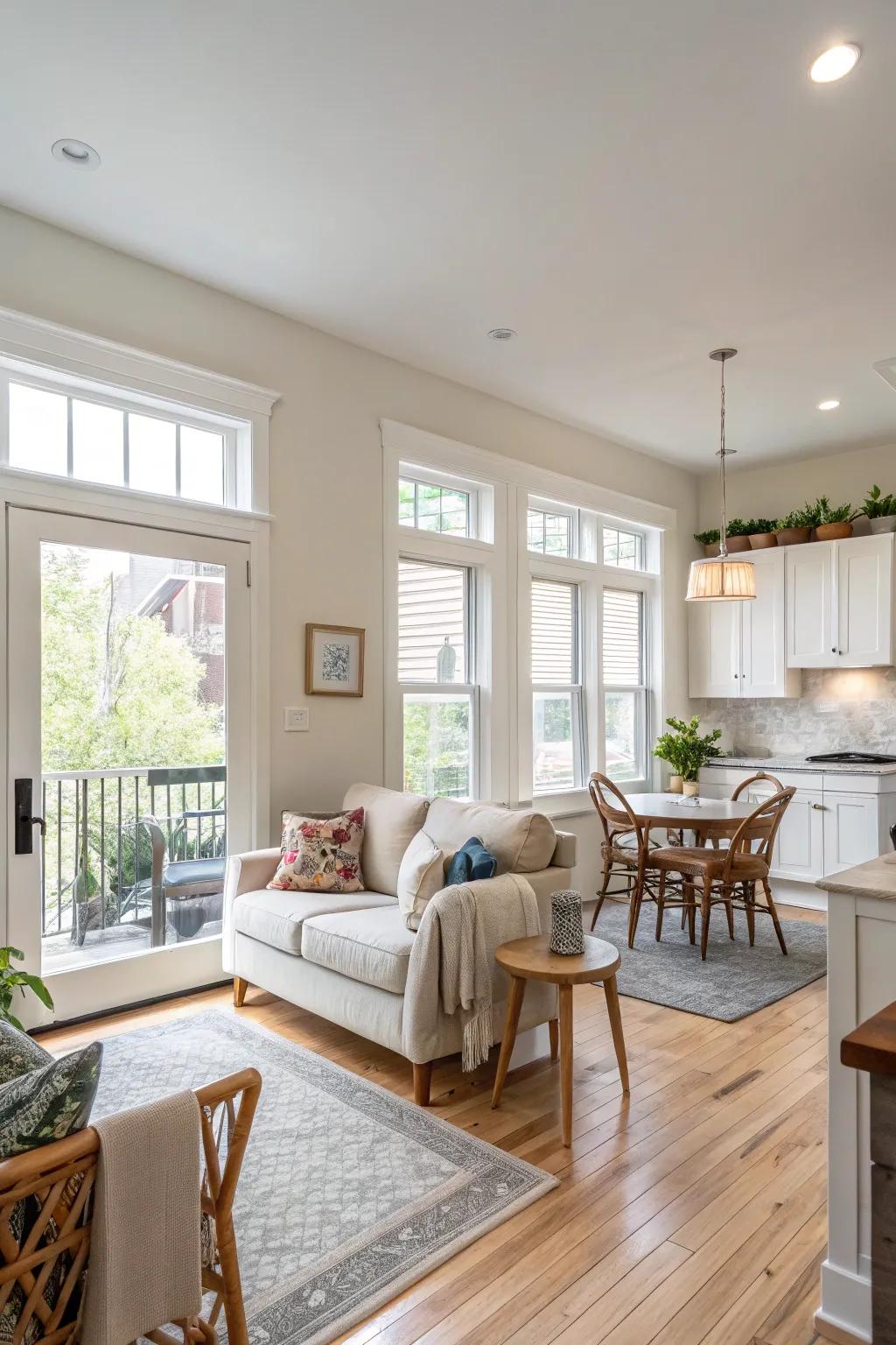 Open-concept designs foster a cohesive and roomy environment in smaller homes.