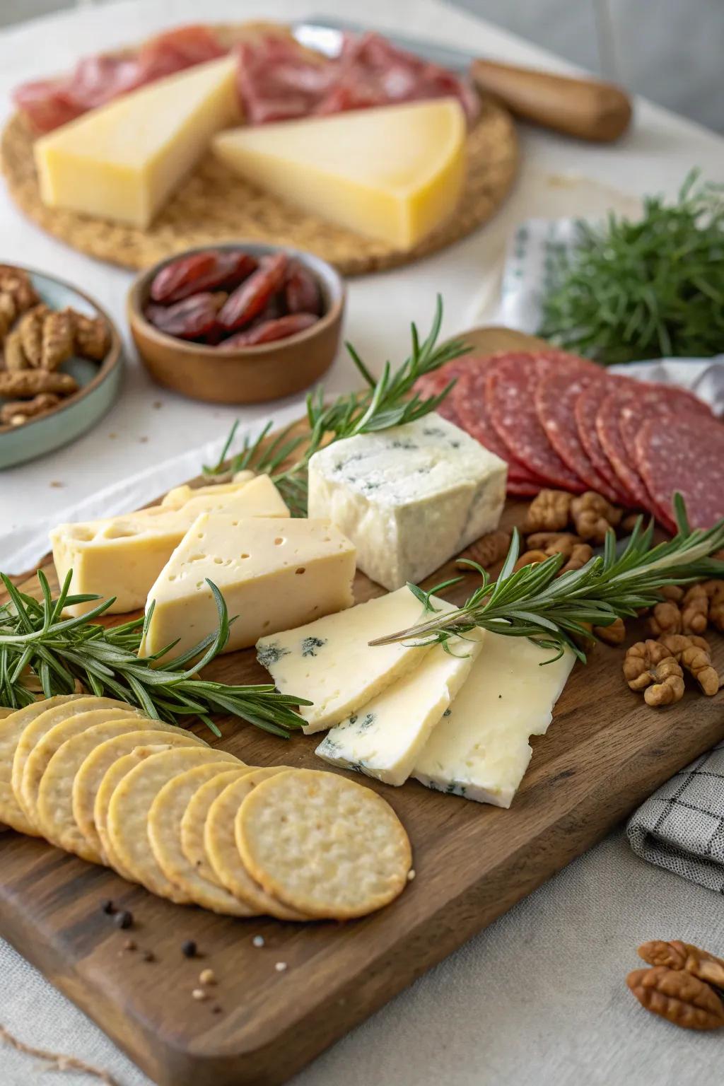 A classic charcuterie and cheese arrangement, perfect for sharing special moments.