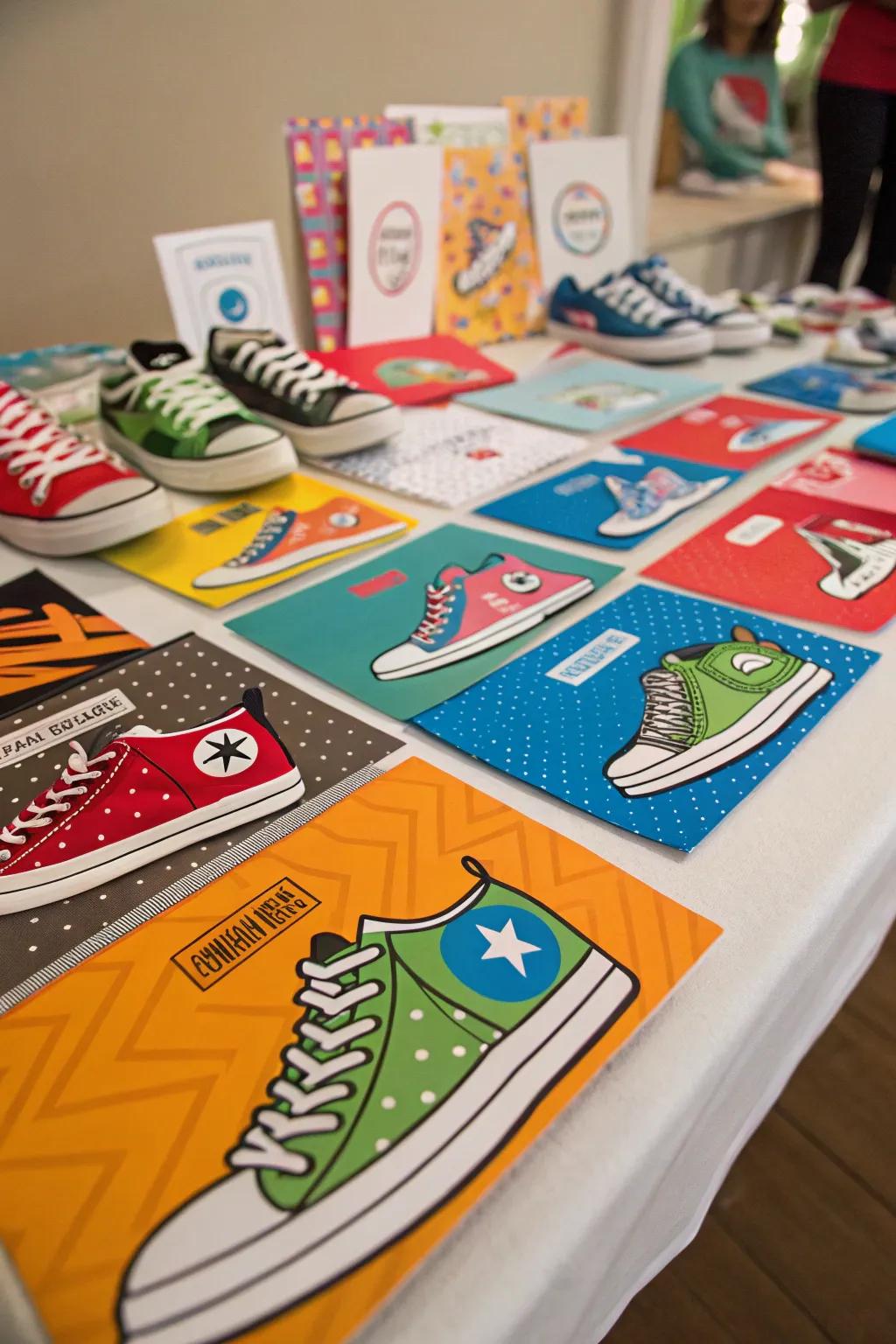 Ingenious footwear-themed invitations to establish the party's vibe.