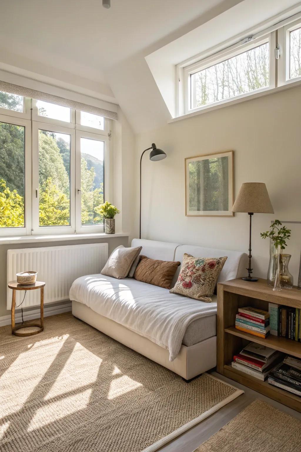 A well chosen folding couch makes small spaces feel big.