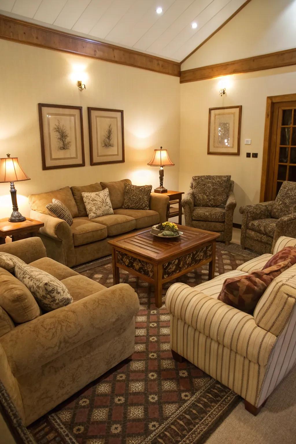 Inviting lounge arrangements are key to Southern hospitality.