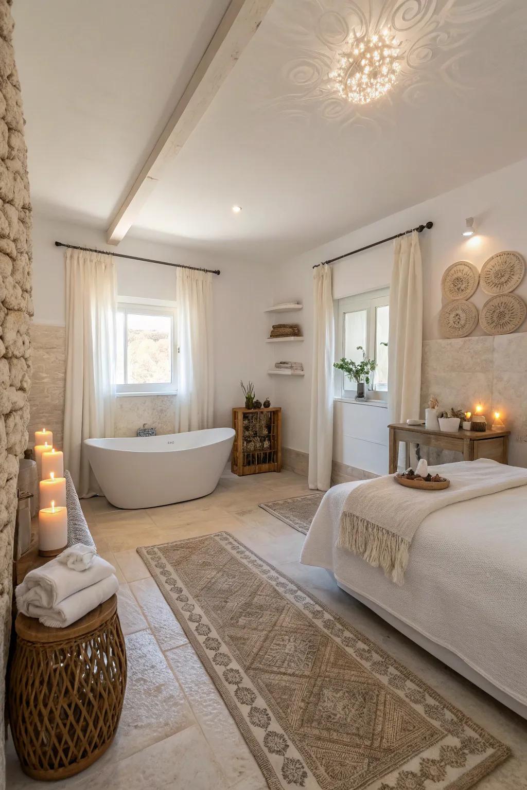Neutral colors are key to creating a tranquil and soothing spa-like environment.