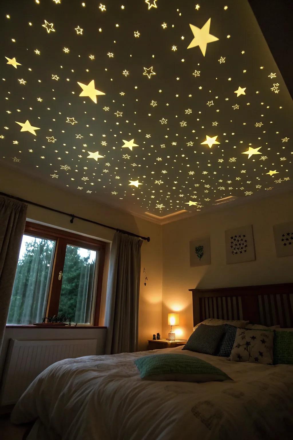 A heavenly canopy that welcomes the night sky indoors.