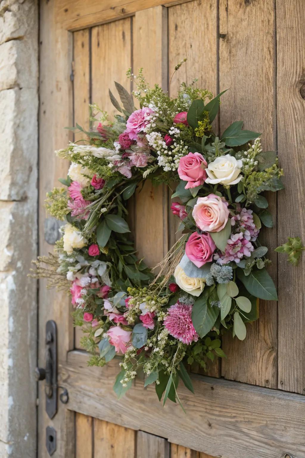 A botanical wreath embodying the spirit of springtime.