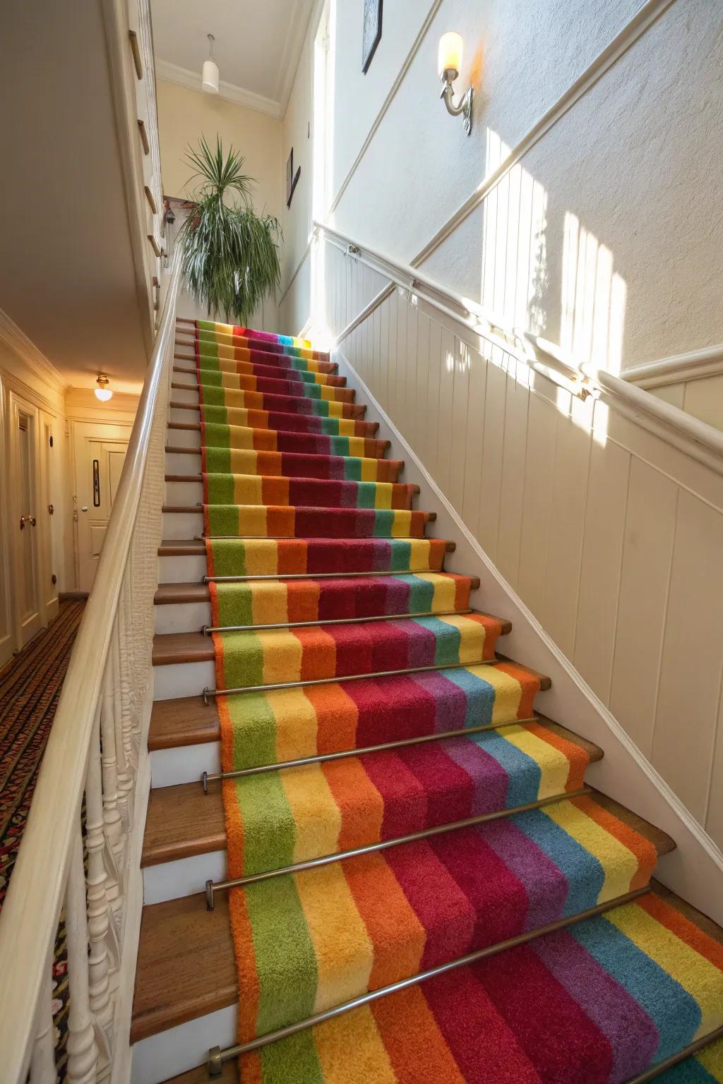 Colorful carpet treads blend style and comfort seamlessly.