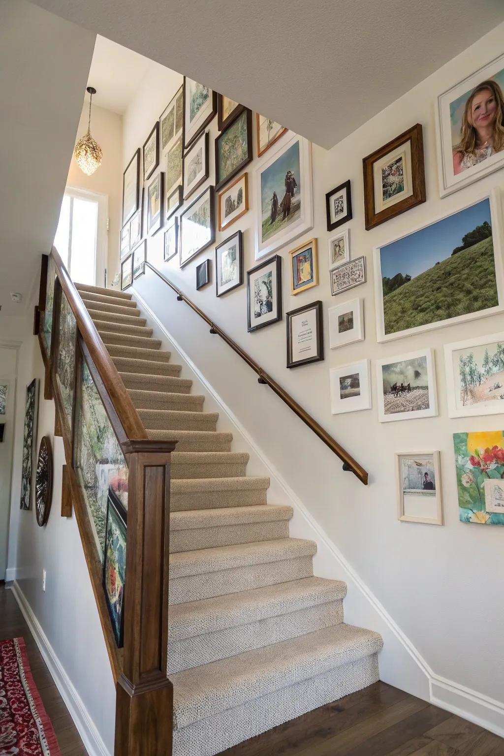 Customize your staircase by creating a gallery wall filled with treasured memories.