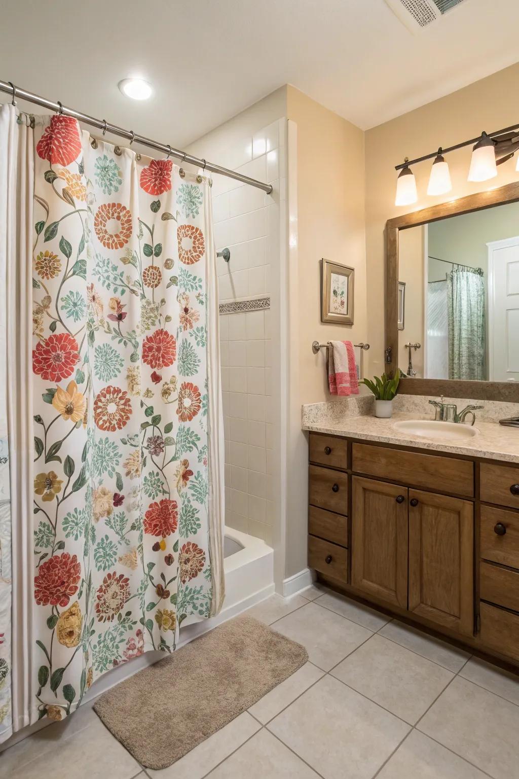 Floral motifs introduce a natural element to your bathroom decor.