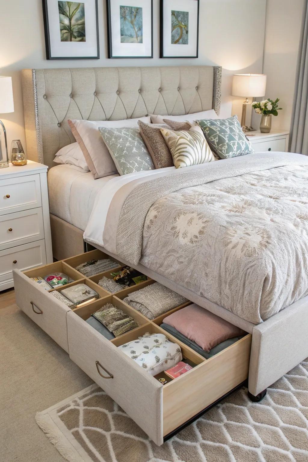 Utilize under-bed organizers to maintain a tidy space.