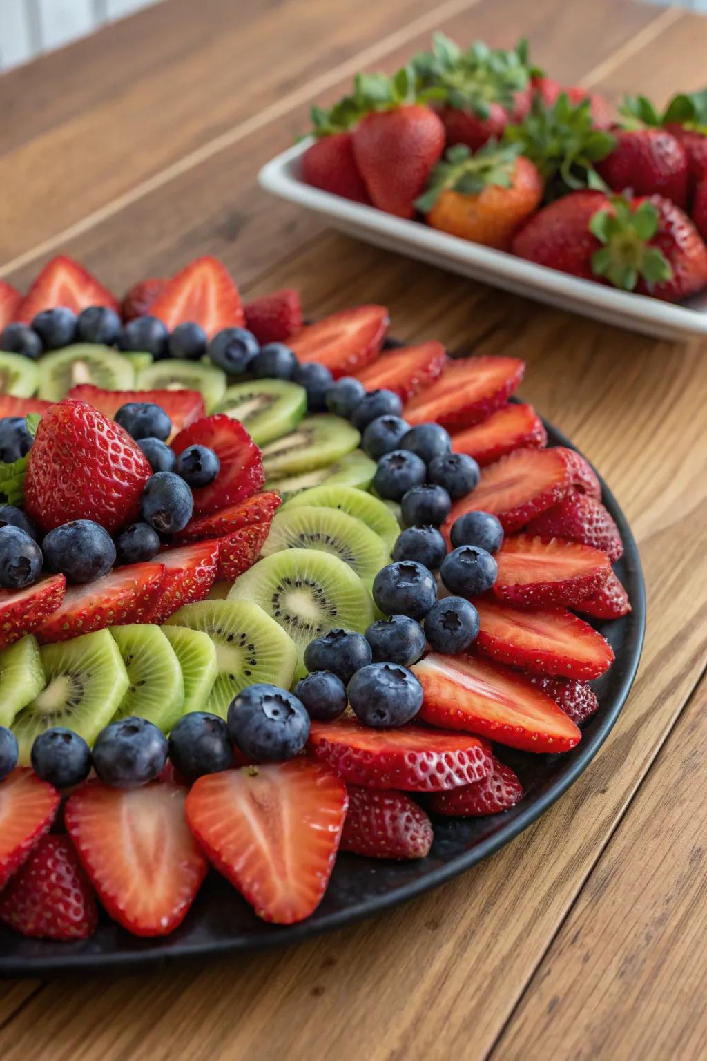 A captivating fruit platter showcasing Crimson Berries among other fresh fruits.