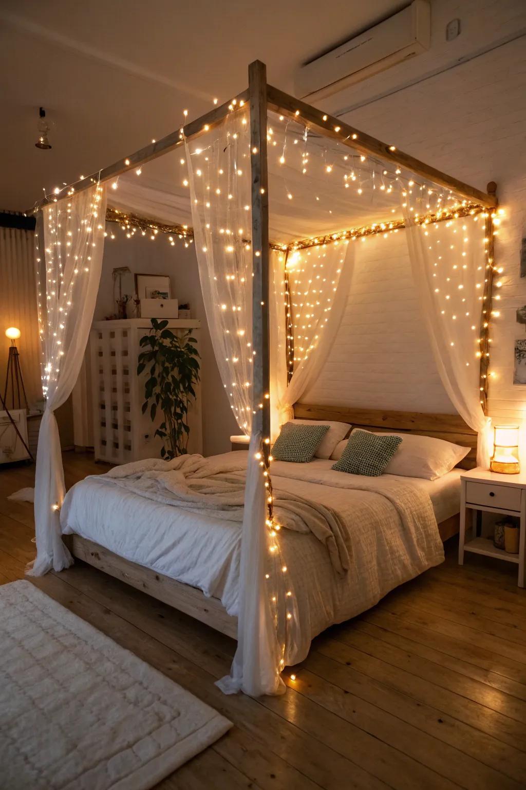Craft an enchanting ambiance with twinkling lights.