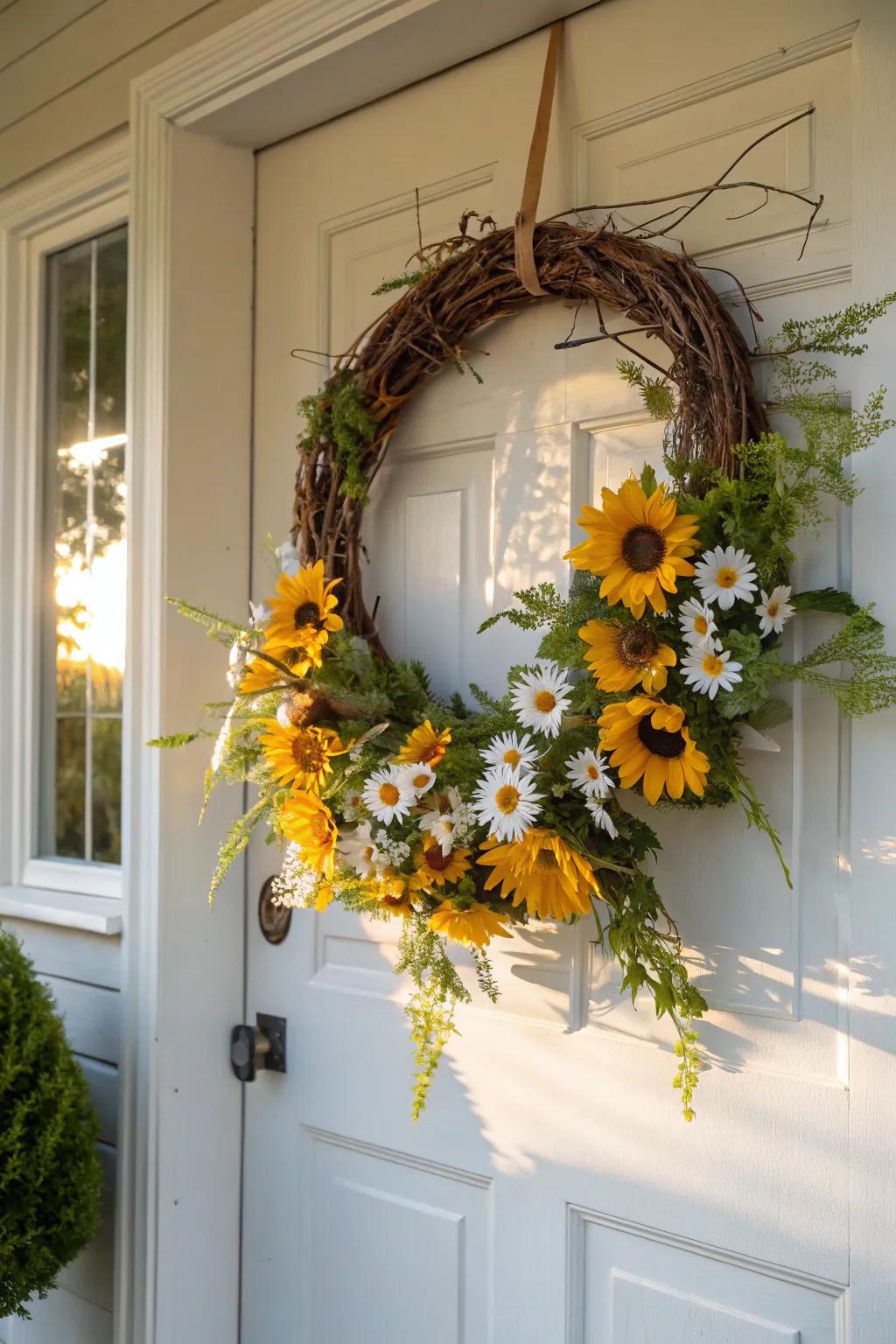 Elevate your entrance with quintessential summer blooms.