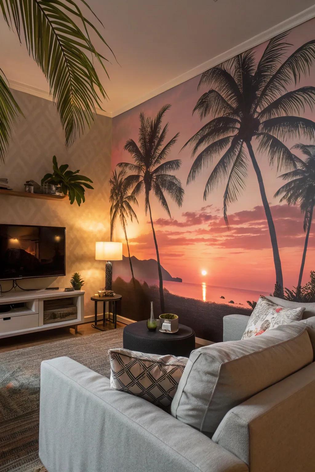 Experience beach vibes through tropical wallpaper.