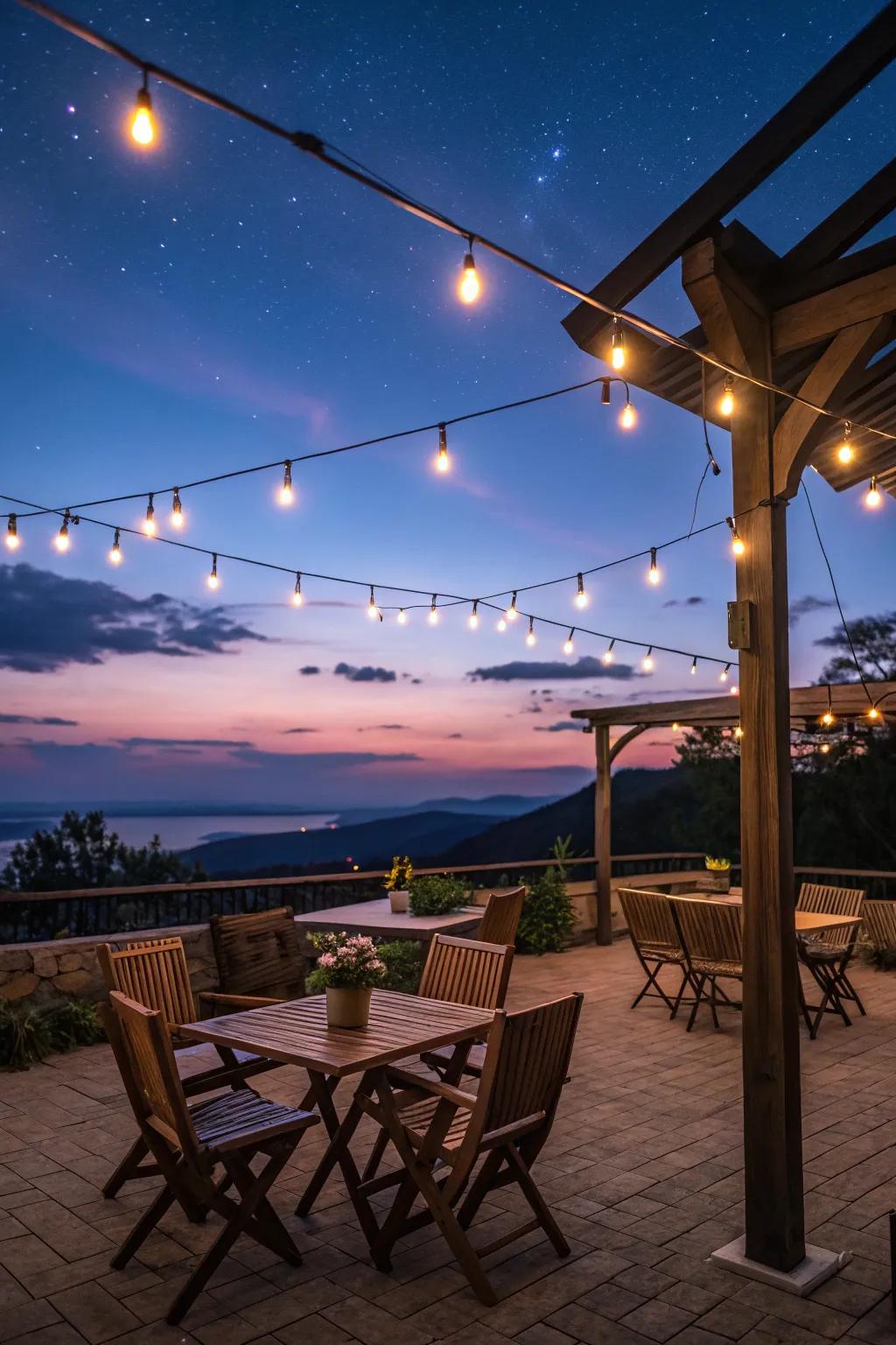 String lights introduce a magical element to every terrace.