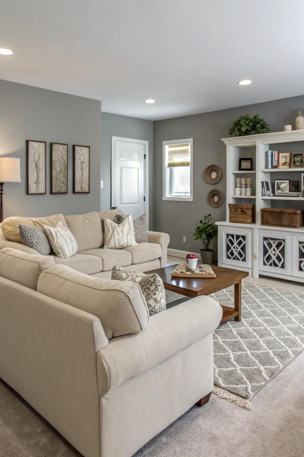 A neutral color palette provides the perfect backdrop for transitional harmony.