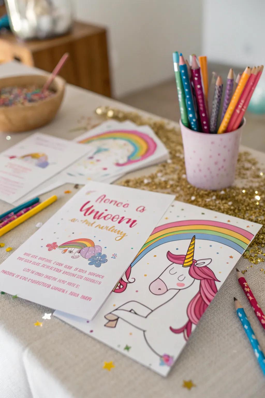 Lovingly handmade prism invites showcasing creativity.