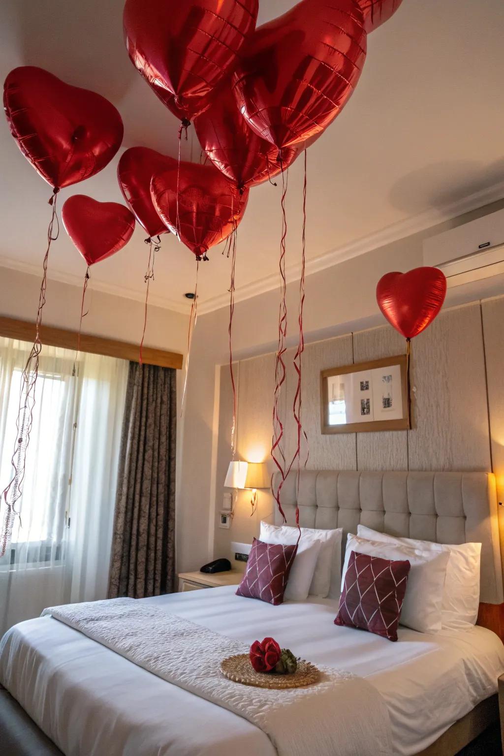 Celebrate affection with heart-themed orbs beautifying your area.